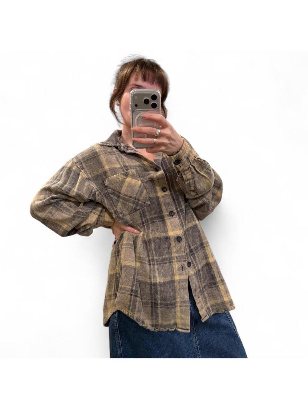 Vintage 90s Distressed Plaid Flannel Shirt